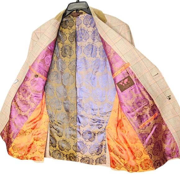 Ted Baker London Linen Silk Plaid 2 Button Spring Lovely Whistler Men Jacket 42R - Picture 5 of 11
